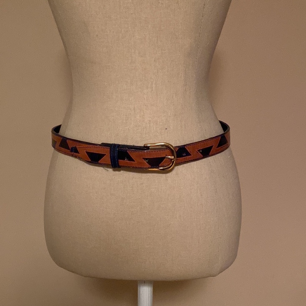 Tan and Navy 1” Leather Belt